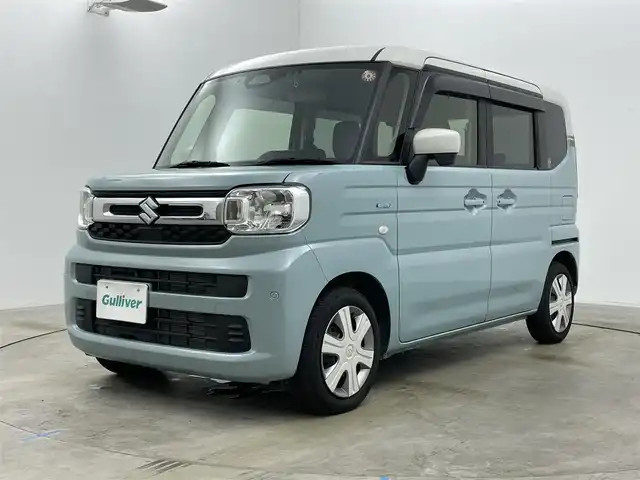 スズキ スペーシア HYBRID X 岡山県 2023(令5)年 1.6万km オフブルーメタリック/ソフトベージュメタリック 純正９インチナビ/【Bluetooth/フルセグTV/Carplay/USB接続】/全方位モニター/前席シートヒーター/両側パワースライドドア/衝突軽減ブレーキ/追従型クルーズコントロール/ビルトインＥＴＣ２．０/ＬＥＤヘッドライト/オートハイビーム/コーナーセンサー（前後）/社外ドライブレコーダー（前）/ドアバイザー/リアサーキュレーター/純正フロアマット/スマートキー×2/新車保証書/取扱説明書