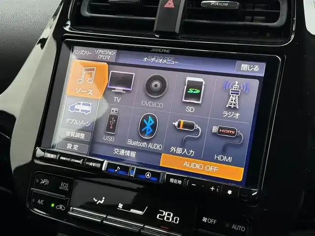 トヨタ プリウス S ツーリングセレクション 福岡県 2016(平28)年 4.1万km ホワイトパールクリスタルシャイン ALPINE９型SDナビ(フルセグTV/CD/DVD/BT)バックモニターモデリスタエアロ(F/S/R)トヨタセーフティーレーダークルコンドラレコETCシートヒーター純正LEDヘッドライト純正17インチアルミホイールUSBポートプッシュスタートスマートキー/1列目純正フロアマット。2列目社外フロアマット