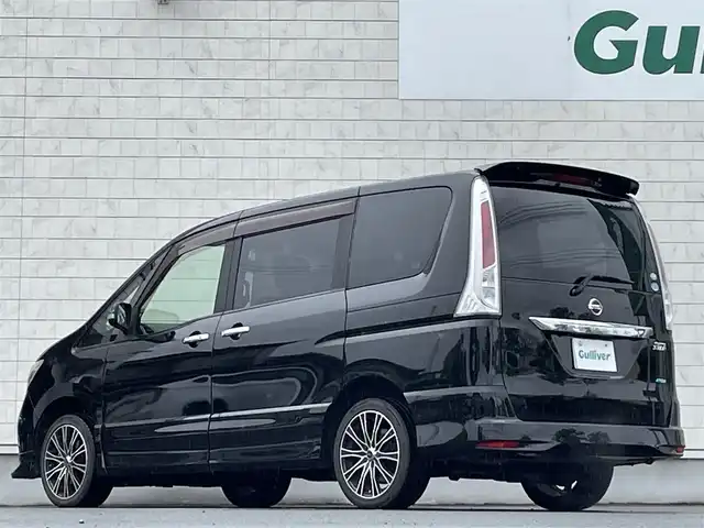 日産 セレナ ハイウェイスター Vセレクション 岩手県 2012(平24)年 9万km スーパーブラック 禁煙車/４WD/両側パワースライドドア/クルーズコントロール/デジタルインナーミラー/横滑り防止装置/電動格納ミラー/ウィンカーミラー/ETC/2列目リラックスモード付上下調整式ヘッドレスト/オートライト/フォグライト/〇プッシュスタート/〇ドアバイザー/〇フロアマット/社外アルミホイール/社外シートカバー
