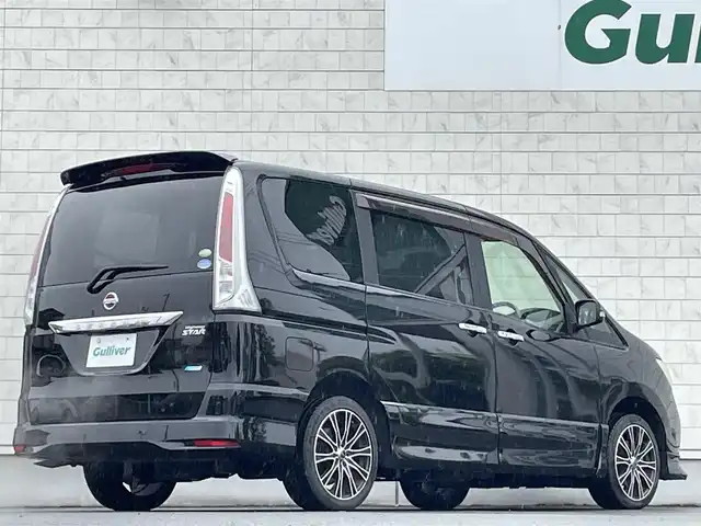 日産 セレナ ハイウェイスター Vセレクション 岩手県 2012(平24)年 9万km スーパーブラック 禁煙車/４WD/両側パワースライドドア/クルーズコントロール/デジタルインナーミラー/横滑り防止装置/電動格納ミラー/ウィンカーミラー/ETC/2列目リラックスモード付上下調整式ヘッドレスト/オートライト/フォグライト/〇プッシュスタート/〇ドアバイザー/〇フロアマット/社外アルミホイール/社外シートカバー