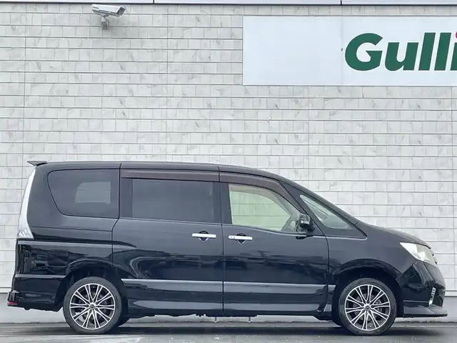 日産 セレナ ハイウェイスター Vセレクション 岩手県 2012(平24)年 9万km スーパーブラック 禁煙車/４WD/両側パワースライドドア/クルーズコントロール/デジタルインナーミラー/横滑り防止装置/電動格納ミラー/ウィンカーミラー/ETC/2列目リラックスモード付上下調整式ヘッドレスト/オートライト/フォグライト/〇プッシュスタート/〇ドアバイザー/〇フロアマット/社外アルミホイール/社外シートカバー