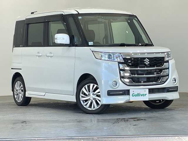 スズキ スペーシア カスタム Z 栃木県 2017(平29)年 3.5万km ピュアホワイトP 社外ナビ/　（CD/DVD/フルセグTV/Bluetooth/MSV）/バックカメラ/全方位カメラ/スズキセーフティサポート/・デュアルカメラブレーキサポート/・誤発進抑制機能/・車線逸脱抑制機能/・車線逸脱警報機能/・ふらつき警報機能/・先行車発進お知らせ機能/・標識認識機能/片側パワースライドドア/運転席シートヒーター/純正AW/純正フロアマット/ステアリングスイッチ