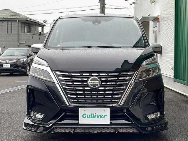 日産 セレナ ハイウェイスター V 岐阜県 2020(令2)年 6.5万km ダイヤモンドブラック 禁煙車/純正ナビ/バックカメラ/エマージェンシーブレーキ/両側パワースライドドア/純正フリップダウンモニター/社外エアロ（ROWEN）（フロント・リア）/社外アルミホイール（WORKランベック）/クルーズコントロール/純正ドライブレコーダー（DJ4-D）/社外ヘッドライト/ビルトインETC/BSI/フォグランプ/インテリジェントキー/プッシュスタート/社外レーダー