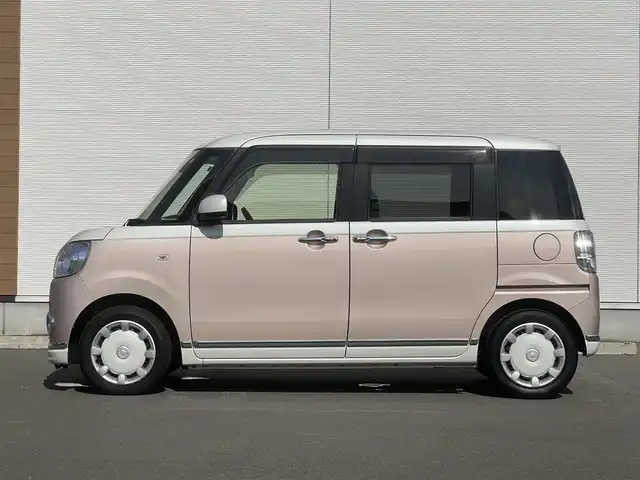ダイハツ ムーヴ キャンバス X メイクアップ リミテッド SAⅢ 秋田県 2019(平31)年 3.5万km パールホワイトⅢ/ライトローズマイカメタリックⅡ 2トーン ４WD/衝突軽減システム/両側パワスラ/純正ナビ/フルセグ/全方位カメラ/スマートキー/誤発進抑制機能/アイドリングストップ/プッシュスタート/オートマチックハイビーム/ステアリングスイッチ/ドライブレコーダー/ETC/純正フロアマット/純正ドアバイザー/オートライト/オートエアコン/パワーステアリング/パワーウィンドウ/横滑り防止/盗難防止装置/寒冷地仕様/レベライザー/電動格納ミラー/保証書/取扱説明書/記録簿