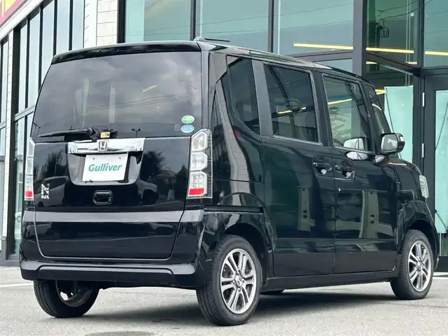 ホンダ Ｎ ＢＯＸ G Lパッケージ 愛媛県 2014(平26)年 4.3万km スマートブラック 純正7型ナビ(AM/FM/CD/DVD/BT/ワンセグTV)/バックカメラ/両側電動スライド/前後ドライブレコーダー/プッシュスタート/ETC/純正フロアマット/ステアリングリモコン/ヘッドライトレベライザー/電格ミラー/シガーソケット/ECON/現状サマー(純正AW)(155/65/R14)/DUNLOP ENASAVE EC204
