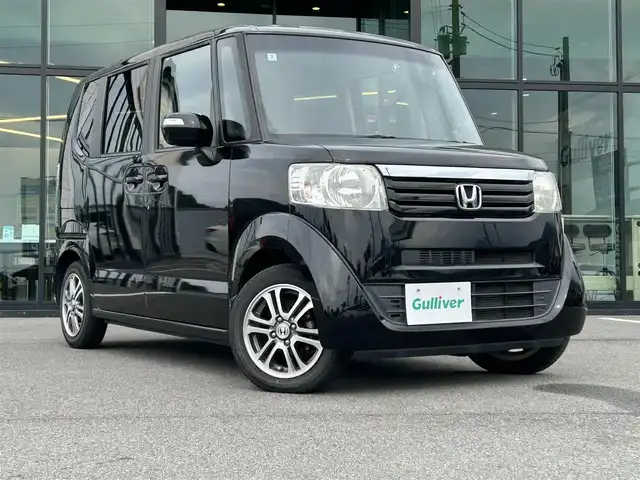 ホンダ Ｎ ＢＯＸ G Lパッケージ 愛媛県 2014(平26)年 4.3万km スマートブラック 純正7型ナビ(AM/FM/CD/DVD/BT/ワンセグTV)/バックカメラ/両側電動スライド/前後ドライブレコーダー/プッシュスタート/ETC/純正フロアマット/ステアリングリモコン/ヘッドライトレベライザー/電格ミラー/シガーソケット/ECON/現状サマー(純正AW)(155/65/R14)/DUNLOP ENASAVE EC204