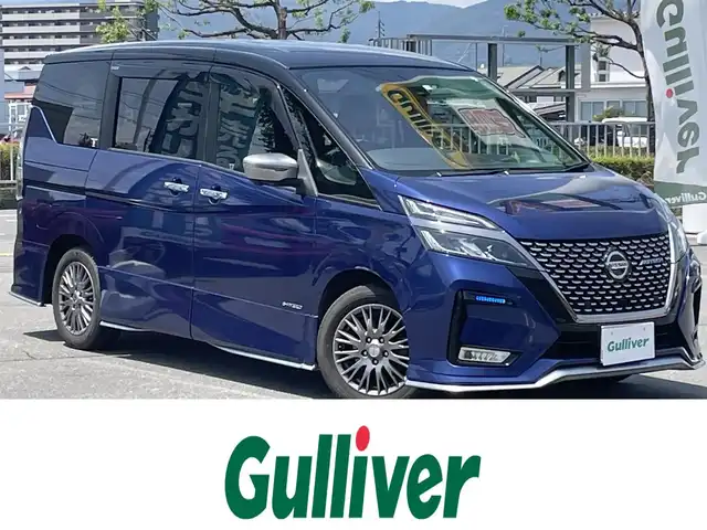 日産 セレナ オーテック セーフティパッケージ 長野県 2020(令2)年 4.6万km 青 純正ナビ（FM/AM、CD、DVD、BL、USB、BT、AUX/NISSANCONECT）/バックカ、全方位カメラ/フルセグテレビ、/パーキングアシスト/ETC/ステアリングヒーター/ブラインドスポットモニター/フルエアロ/前後ドライブレコーダー/前後コーナーセンサー/両側パワースライドドア/前席シートヒーター/横滑り防止装置/盗難防止装置/衝突軽減システム/ダブルサイドエアバック/カーテンエアバック/純正フロアマット/LEDオートライト/エンジンスターター/スペアキー（１本）/社外１６AW/革ステアリング/保証書、取扱説明書