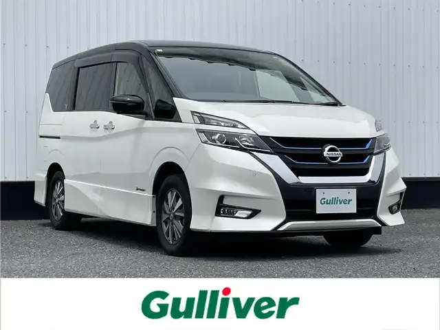 日産 セレナ e－パワー ハイウェイスター V 千葉県 2018(平30)年 6.9万km ブリリアントホワイトパール 2トーン 純正9インチナビ/(フルセグTV/BT/CD/DVD/FM/AM)/全周囲カメラ/衝突被害軽減システム/車線逸脱警報/クルーズコントロール/フリップダウンモニター/両側パワースライドドア/ハンズフリーオートスライドドア/横滑り防止装置/ETC/ドライブレコーダー/アイドリングストップ/LEDヘッドライト/フォグランプ/オートライト/ウィンカーミラー/電動格納ミラー/純正15インチAW/前席シートヒーター/シートリフター/ステアリングヒーター/プッシュスタート/スマートキー/スペアキー/フロアマット/ドアバイザー/取扱説明書/保証書