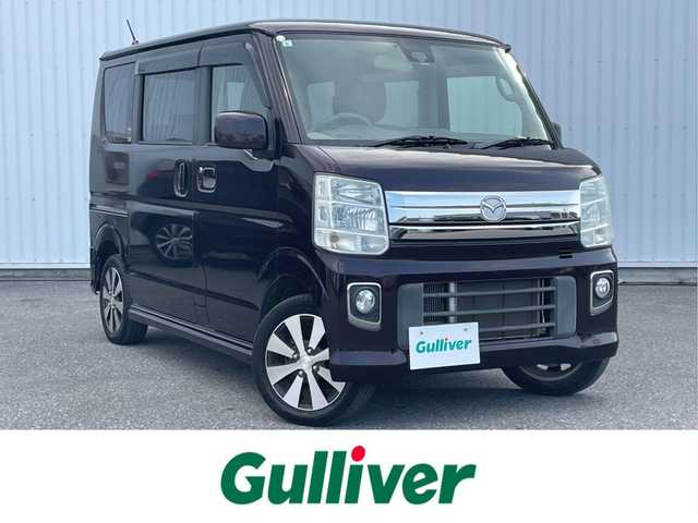 マツダ スクラム ワゴン PZターボ 滋賀県 2015(平27)年 4.5万km ムーンライトバイオレットパールメタリック 社外メモリナビ/(地デジTV CD DVD AM FM)/衝突軽減ブレーキ/横滑り防止装置/片側パワースライドドア/ステアリングリモコン/シートヒーター/プッシュスタート/スマートキー/ETC/純正フロアマット/電動格納ミラー/ドアバイザー/HIDヘッドライト/オートライト/純正14インチAW/クラリオンスピーカー積載