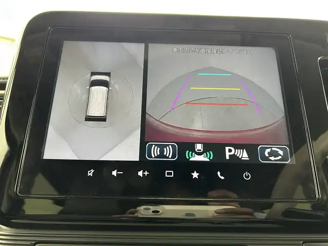 スズキ ワゴンＲ スマイル HYBRID X 熊本県 2021(令3)年 2万km フェニックスレッドパール/ブルーイッシュブラックパール 純正９インチナビ（CD・DVD・フルセグ・BT・ApplCarPlay・AndroidAuto・USB）/全周囲カメラ/ビルトインETC/両側パワースライドドア/スズキセーフティサポート/・デュアルセンサーブレーキサポート/・発進お知らせ機能/・標識認識機能/・車線維持機能/・車線逸脱抑制機能/・ふらつき警報機能/・前後誤発進抑制機能/・ハイビームアシスト/・低速時ブレーキサポート/横滑り防止/アイドリングストップ/運転席シートヒーター/純正フロアマット/オートライト/LEDヘッドライト/電動格納ミラー/スマートキー/プッシュスタート/スペアキー1本/保証書/取扱説明書