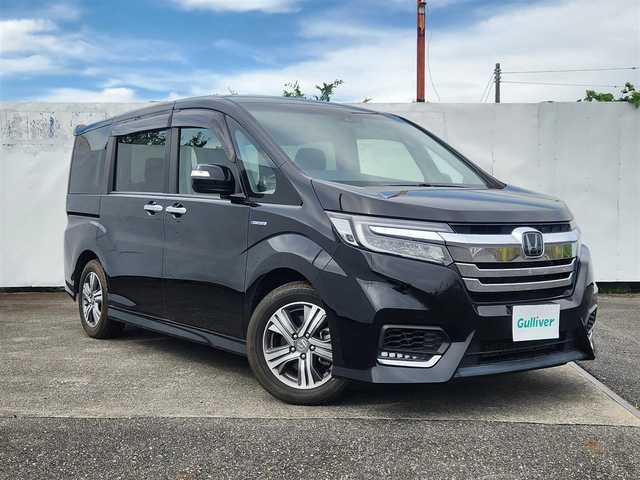 ホンダ ステップワゴン スパーダ ハイブリッド G EX ホンダセンシング 群馬県 2018(平30)年 7.6万km 黒 純正ナビ(Bluetooth/CD/DVD)/フルセグTV/両側パワースライドドア/リアワイドカメラ/ビルトインETC/渋滞追従機能付アダプティブクルコン/ホンダセンシング/・衝突軽減ブレーキ/・誤発進抑制機能/・車線維持支援システム/・標識認識機能/・先行車発進お知らせ機能/・歩行者事故低減ステアリング/LEDヘッドランプ/オートライト/本革巻きステアリング/ソフトウィーブ/合皮コンビシート/前席シートヒーター/シートバックテーブル/純正16インチアルミホイール/スマートキーシステム/禁煙車
