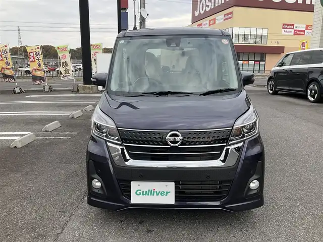 日産 デイズ ルークス HWS X Vセレクション 滋賀県 2019(平31)年 1.9万km プレミアムパープルP ワンオーナー/エマージェンシーブレーキ/踏み間違い防止アシスト/純正ナビ/Bluetooth、DVD、CD、フルセグテレビ/アラウンドビューモニター/ETC/両側パワースライドドア/純正前後ドライブレコーダー/ハーフレザーシート/タッチパネル式エアコン/LEDヘッドライト/純正15インチアルミホイール/取扱説明書/保証書/