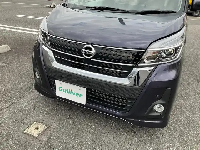 日産 デイズ ルークス HWS X Vセレクション 滋賀県 2019(平31)年 1.9万km プレミアムパープルP ワンオーナー/エマージェンシーブレーキ/踏み間違い防止アシスト/純正ナビ/Bluetooth、DVD、CD、フルセグテレビ/アラウンドビューモニター/ETC/両側パワースライドドア/純正前後ドライブレコーダー/ハーフレザーシート/タッチパネル式エアコン/LEDヘッドライト/純正15インチアルミホイール/取扱説明書/保証書/
