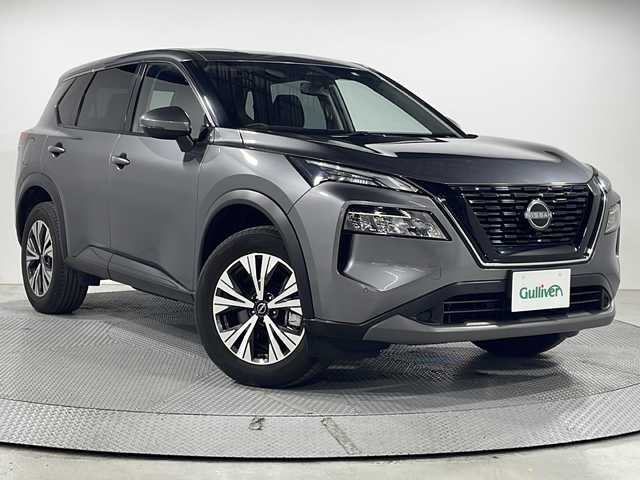 日産 エクストレイル X e－4ORCE 広島県 2022(令4)年 0.5万km ダークメタルグレー プロパイロット/純正9型ナビ(MM222D-Le)/・AM/FM/・USB接続/・HDMI接続/・フルセグTV/インテリジェントエマージェンシーブレーキ/踏み間違い衝突防止アシスト/ブラインドスポットモニター/車線逸脱警報/シートヒーター/運転席パワーシート/オートマチックハイビーム/電動パーキング/ETC/純正アルミホイール(235/60/R18)/スマートキー＆プッシュスタート/スペアキー(1本)/LEDヘッドライト