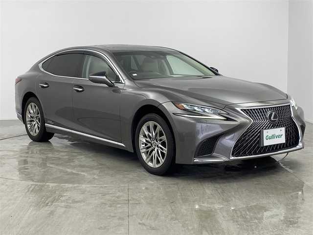 レクサス ＬＳ 500h Iパッケージ 愛知県 2017(平29)年 5.7万km マンガンラスター メーカーオプションカラー（マンガンラスター）/3眼LEDヘッドライト/ムーンルーフ/デジタルインナーミラー/マークロビンソン/HUD/メーカーオプション全画面ワイドナビ/フルセグTV/パノラミックビューモニター/ビルトインETC/ステアリングリモコン/ステアリングヒーター/メモリパワーシート/シートヒーター（前席）/セミアニリン本革エアシート/クリアランスソナー/レクサスセーフティシステム＋/　　・プリクラッシュセーフティ/　　・レーダークルーズコントロール/　　・レーンキーピングアシスト/　　・オートマチックハイビーム/ブラインドスポットモニター/電動式リヤサンシェード/取扱説明書/保証書/スマートキー/スペアキー