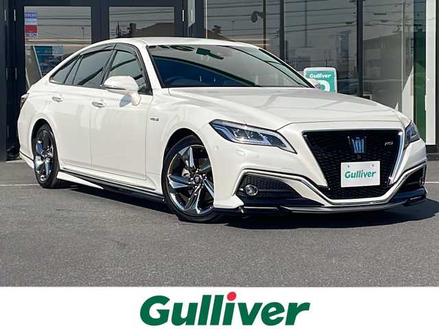 トヨタ クラウン ハイブリッド RS アドバンス 茨城県 2018(平30)年 5.2万km ホワイトパールクリスタルシャイン 純正SDナビ(Bluetooth/CD/DVDアラウンドビューモニター/フルセグTV)/クルーズコントロール/ドライブレコーダー/パワーシート/レザーシート/ETC2.0/横滑り防止装置/コーナーセンサー/レーンキープアシスト/LEDオートライト/オートマチックハイビーム/カーテンエアバッグ/MTモード付AT/パーキングアシスト/冷房AAC/純正フロアマット/純正エアロ/18インチ純正アルミホイール