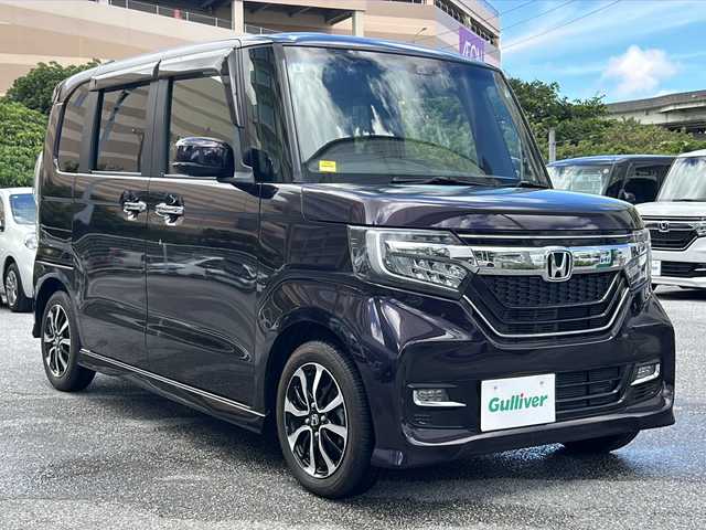ホンダ Ｎ ＢＯＸ カスタム G EX ホンダセンシング 沖縄県 2017(平29)年 5.1万km プレミアムベルベットパープル・パール 純正8型ナビ/　（AM/FM/CD/DVD/BT)　/フルセグＴＶ　/バックモニター　/両側パワスラ　/衝突軽減/クルコン　/純正アルミホイール　/ＥＴＣ　/ドラレコ　/ＬＥＤヘッドライト　/純正フロアマット