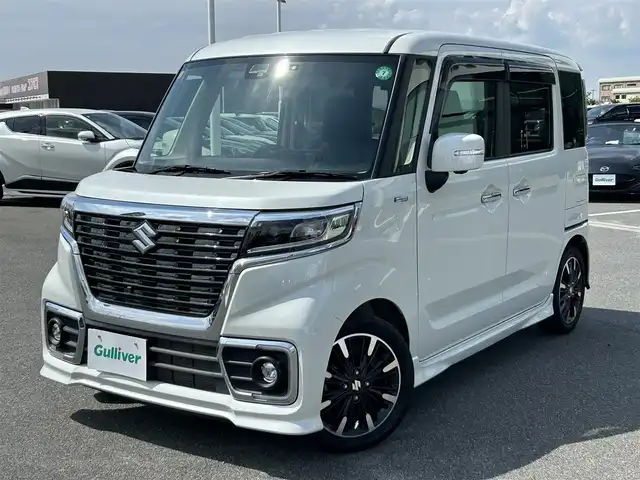 スズキ スペーシア カスタム HYBRID XS 奈良県 2018(平30)年 3.2万km ピュアホワイトP ８インチフルセグナビ（CN-RZ843）　/Ｂｌｕｅｔｏｏｔｈ　/ＣＤ／ＤＶＤ　/純正フロアマット　/ハーフレザーシート　/シートヒーター　/両側パワースライドドア　/純正アルミホイール　/ＬＥＤヘッドライト/スペアキー/ヘッドアップディスプレイ/ETC