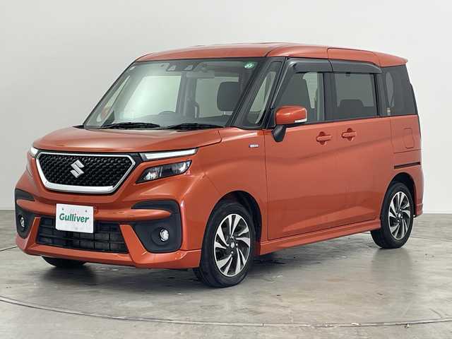 スズキ ソリオ バンディット HV MV 群馬県 2021(令3)年 3.1万km フレイムオレンジPM 純正８型ナビ　両側電動スライドドア　シートヒーター　衝突被害軽減ブレーキ　アダプティブクルーズコントロール　前後ドラレコ　ビルトインＥＴＣ　ヘッドアップディスプレイ　リヤサーキュレーター　禁煙車