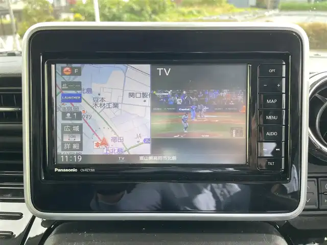 スズキ スペーシア カスタム HYBRID XS 富山県 2018(平30)年 1.5万km アーバンブラウンパールメタリック 純正ナビ／/フルセグＴＶ／/ＤＶＤ再生／/Ｂｌｕｅｔｏｏｔｈ／/アラウンドビューモニター／/両側パワースライドドア／/ハーフレザーシート／/運転席助手席シートヒーター／/ビルトインＥＴＣ／/コーナーセンサー//スマートキー//プッシュスタートエンジン//アイドリングストップ//レーンディパーチャーアラート//衝突軽減ブレーキ//LEDオートライト//LEDフォグライト/