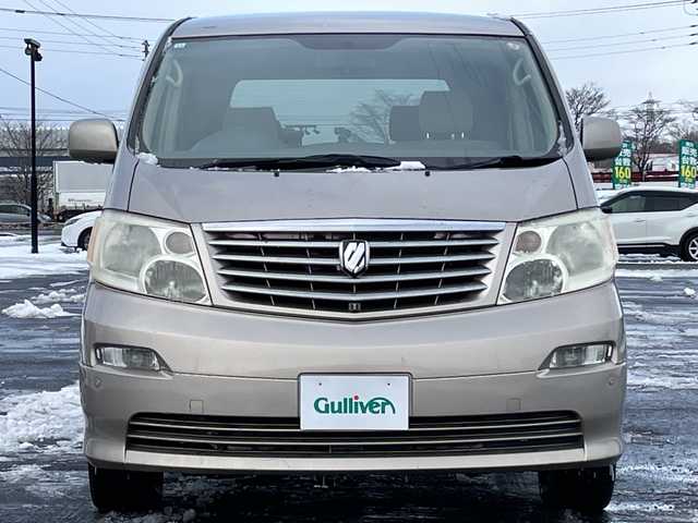 トヨタ アルファード Ｖ AX Lエディション 道央・札幌 2002(平14)年 14.4万km ゴールドM ４WD/純正DVDナビ/AM/FM/CD/ワンセグ/レーンキープアシスト/コーナーセンサー/バックカメラ/ETC/両側パワースライドドア/ステアリングリモコン/AC100V/リモコンキー/キセノンヘッドライト/オートライト/フォグランプ/電動格納ミラー/純正フロアマット/ドアバイザー