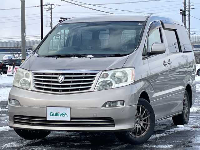 トヨタ アルファード Ｖ AX Lエディション 道央・札幌 2002(平14)年 14.4万km ゴールドM ４WD/純正DVDナビ/AM/FM/CD/ワンセグ/レーンキープアシスト/コーナーセンサー/バックカメラ/ETC/両側パワースライドドア/ステアリングリモコン/AC100V/リモコンキー/キセノンヘッドライト/オートライト/フォグランプ/電動格納ミラー/純正フロアマット/ドアバイザー