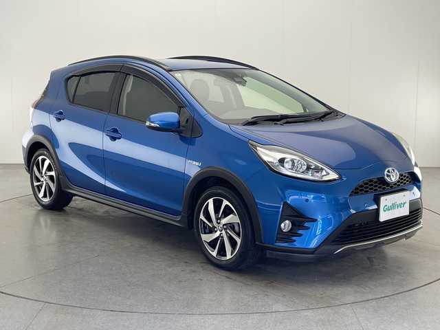 トヨタ アクア クロスオーバー 宮崎県 2018(平30)年 5.5万km コバルトブルーメタリック Toyota Safety Sense/〇プリクラシュセーフティ/〇レーンディパーチャーアラート/〇オートマチックハイビーム/〇パーキングサポートブレーキ/〇クリアランスソナー/〇先行車発進/純正7インチSDナビ/フルセグTV/CD/DVD/Bluetooth/バックカメラ/ハーフレザーシート/純正16インチAW/ビルトインETC/ルーフレール/前後ドライブレコーダー