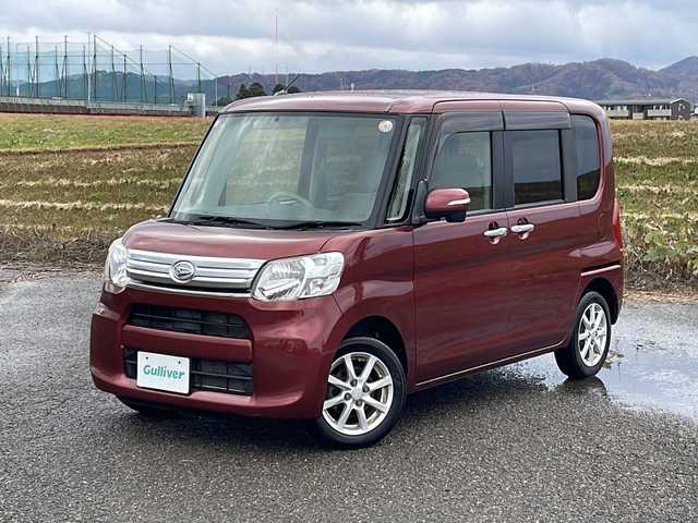 ダイハツ タント G 新潟県 2015(平27)年 7万km ファイアークォーツレッドM 4WD/社外ディスプレイオーディオ/CD/DVD/USB/ETC/両側パワースライドドア/ベンチシート/スマートキー/プッシュスタート/オートライト/純正14インチアルミホイール