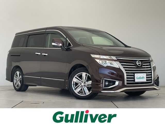 日産 エルグランド 250ハイウェイスター 愛知県 2014(平26)年 5.4万km インペリアルアンバーP 純正ナビ/フリップダウンモニター/両側パワースライドドア/バックカメラ/ハーフレザー/クルーズコントロール/フルセグ/CD DVD/Bluetooth/コーナーセンサー/アルミホイール/LEDヘッドライト/ステアリングスイッチ/スマートキー/プッシュスタート