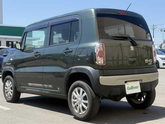 スズキ ハスラー G ターボ 東京都 2018(平30)年 12万km クールカーキPM 4WD/ターボ/レーダーブレーキサポート（衝突被害経伝ブレーキ）/誤発進抑制機能/アイドリングストップシステム/S -エネチャージ（ハイブリッド）/ハロゲンヘッドランプ/ボディ同色ルーフ/ルーフ同色ドアミラー（電動格納/ヒーター付）/ボディ同色アウトサイドドアハンドル/無塗装フェンダーアーチモール/シルバー加飾付無塗装リアバンパー/「HUSTLER」メッキエンブレム/リアワイパー/シルバー加飾付ウレタン製ステアリングホイール/チルトステアリング/SRSエアバッグ（運転席/助手席）/オートエアコン/シルバーエアコンパネル/エコクール/リアヒーターダクト/アシストグリップ（助手席/後席）/バニティミラー（運転席）/パイピング付モザイク柄ブラックファブリックシート/ベンチシート（前席）/シートバックテーブル（助手席）/シートヒーター（運転席/助手席）/シートリフター（運転席）/分割スライドシート（後席）/ヘッドレスト（運転席/助手席/後席）/キーレスプッシュスタートシステム/オーディオ無/2スピーカー/シルバースピーカーリング/ETC/グリップコントロール/HDC/横滑り防止装置