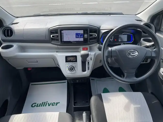 ダイハツ ミラ イース G SAⅢ 茨城県 2017(平29)年 7.7万km パールホワイトⅢ 純正８インチメモリナビ/ダイヤトーンサウンド/（AM・FM・SD・CD・DVD・ipod・USB・TV・BT・AUX）/前席シートヒーター/アイドリングストップ/前後コーナーセンサー/衝突回避支援ブレーキ機能/ETC/バックカメラ/LEDライト/オートライト/オートハイビーム/純正フロアマット/純正14インチアルミホイール