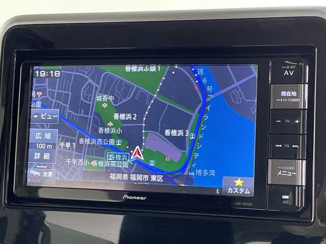 スズキ スペーシア HYBRID X 福岡県 2019(令1)年 2.5万km オフブルーM 純正メモリーナビゲーション（AVIC-RWS901）/フルセグテレビ/テレビキッド/全方位モニター/シートヒーター（D/N）/ベンチシート/両側パワースライドドア/スマートキー/プッシュスタート/ステアリングスイッチ/ドライブレコーダー前後/オートライト