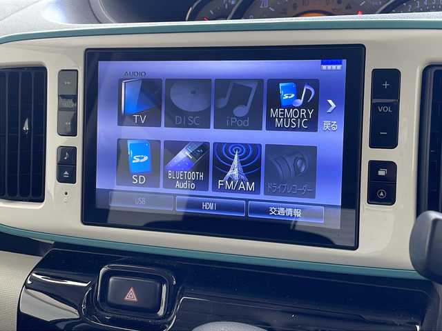 ダイハツ ムーヴ キャンバス G メイクアップ SA Ⅲ 沖縄県 2018(平30)年 7.1万km パールホワイトⅢ/ファインミントメタリック 2トーン 純正ナビ　【NSZN-X67D】/　(フルセグTV Bluetooth CD　DVD　HDMI)　/パノラマモニター　/前後ドライブレコーダー　/ETC/両側パワースライドドア　/ステアリングスイッチ/プッシュスタート　/スマートキー　/スペアキー/純正フロアマット　/LEDヘッドライト　/オートライト