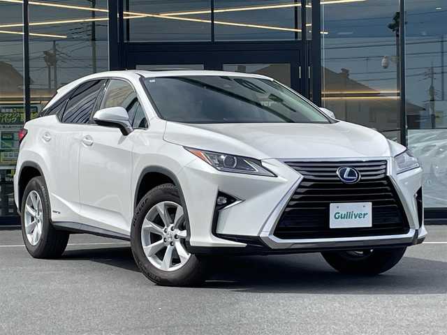 レクサス ＲＸ 450h 茨城県 2016(平28)年 8.3万km ソニッククォーツ 純正ナビ/【SD・AM・FM・TV・BT・USB・ＣＤ・ＤＶＤ・Blu-ray・AUX】/ETC2.0/Bカメラ/左サイドカメラ/レーダークルコン/前方ドラレコ/HUD/サンルーフ/電動リアゲート/パワーシート/100V電源/MTモード付AT/ブレーキホールド/電動パーキングブレーキ/オートライト/オートハイビーム/Fフォグ/LEDライト