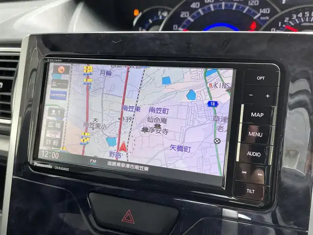 ダイハツ タント カスタムRSトップED VS SAⅢ 滋賀県 2019(平31)年 1.8万km レーザーブルークリスタルシャイン 社外ナビ/【CD.DVD.Bluetooth.フルセグTV】/全方位カメラ/衝突軽減ブレーキ/両側電動スライドドア/ハーフレザーシート/D席シートヒーター/コーナーセンサー/LEDヘッドライト/オートライト/オートハイビーム/前方ドライブレコーダー/ETC/ステアリングスイッチ/純正アルミホイール/プッシュスタート/スマートキー