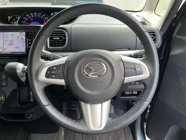 ダイハツ タント カスタムRSトップED VS SAⅢ 滋賀県 2019(平31)年 1.8万km レーザーブルークリスタルシャイン 社外ナビ/【CD.DVD.Bluetooth.フルセグTV】/全方位カメラ/衝突軽減ブレーキ/両側電動スライドドア/ハーフレザーシート/D席シートヒーター/コーナーセンサー/LEDヘッドライト/オートライト/オートハイビーム/前方ドライブレコーダー/ETC/ステアリングスイッチ/純正アルミホイール/プッシュスタート/スマートキー