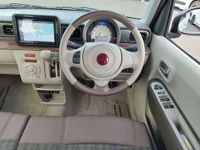 スズキ ラパン ＬＣ X 東京都 2025(令7)年 0.5万km トラッドカーキメタリック/アーバンブラウン 2トーン 社外ナビ/フルセグ/全方位モニター/ドライブレコーダー/シートヒーター/衝突軽減ブレーキ/レーンキープアシスト/コーナーセンサー/アイドリングストップ/LEDヘッドライト/スマートキー