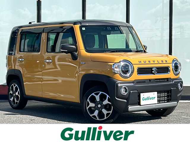 スズキ ハスラー HYBRID X ターボ 山形県 2024(令6)年 2万km アクティブイエロー/ガンメタリック2トーン 禁煙車/デュアルカメラブレーキサポート/４WD/純正SDナビ/（AM/FM/TV/BT/CD/USB)/アダプティブクルーズコントロール/ETC/前後純正ドライブレコーダー/後部コーナーセンサー/パドルシフト/シートヒーター/ステアリングスイッチ/ドアバイザー/純正フロアマット/レーンキープアシスト/光軸調整/電動格納ウインカーミラー/フォグランプ/純正AW/スタッドレスタイヤ社外AW車載
