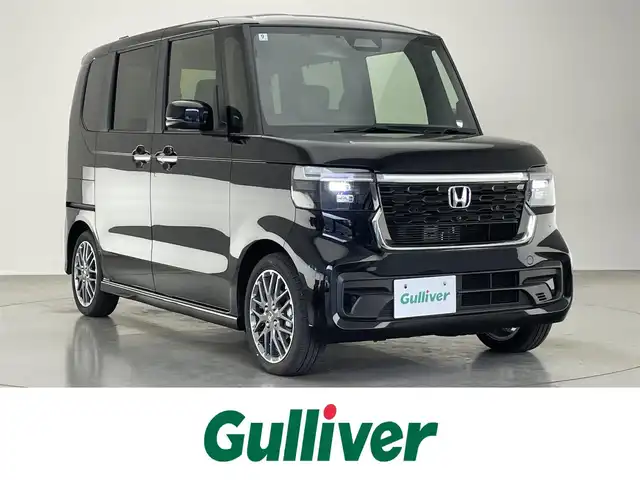 ホンダ Ｎ ＢＯＸ カスタム ターボ 愛知県 2024(令6)年 0.1千km クリスタルブラックパール 届出済未使用車　社外８型ナビ　禁煙車　バックカメラ　シートヒーター　ハーフレザー　両側パワスラ　ＥＴＣ　パドルシフト　ホンダセンシング　衝突軽減装置　追従クルコン　コーナーセンサー　リアロールシェード　コンビニフック付シートバックテーブル(運転席＆助手席)/登録時走行距離27km