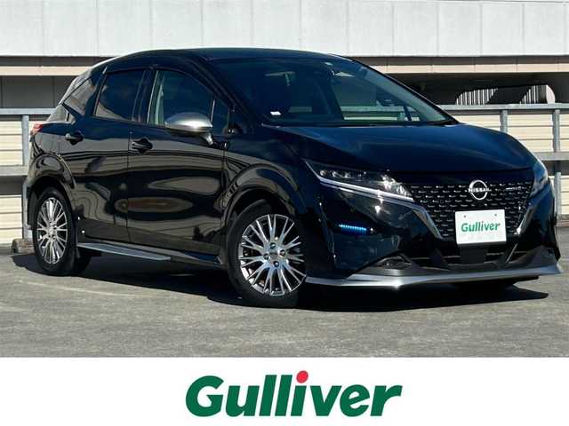 日産 ノート オーテック 静岡県 2022(令4)年 2.3万km 黒 ・純正SDナビ/・フルセグTV/・Bluetooth/・LEDライト/・インテリジェントルームミラー/・ハーフレザーシート/・ETC/・フォグランプ/・アラウンドビューモニター/・革巻きステアリング/・純正16AW