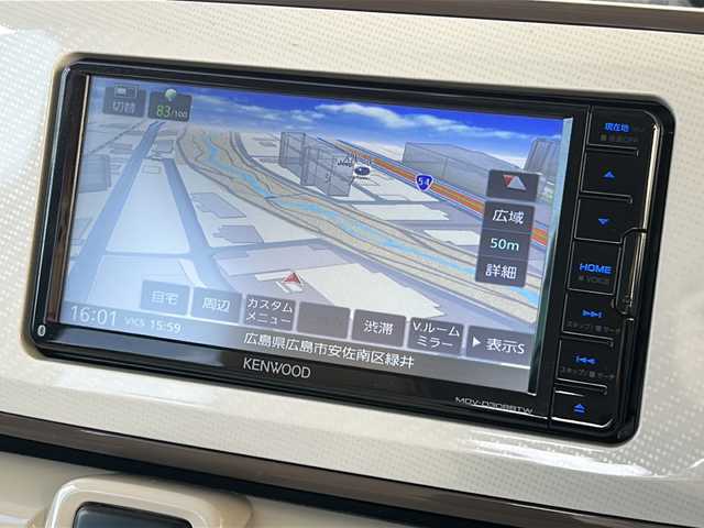 ダイハツ ムーヴ キャンバス G メイクアップ リミテッド　SAⅢ 広島県 2022(令4)年 4.6万km パールホワイトⅢ/ナチュラルベージュマイカメタリック 2トーン 禁煙車/レンタアップ/スマートアシストIII/・衝突軽減/・車線逸脱警報/・オートハイビーム/社外ナビ（MDV-D308BTW）/・Bluetooth/CD/DVD/SD/パノラマモニター/シートヒーター/LEDヘッドライト/フォグランプ/オートライト/ETC