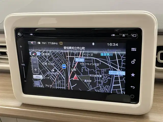 スズキ ラパン S 愛知県 2016(平28)年 5.7万km シフォンアイボリーメタリック 純正ナビ　全方位カメラ　シートヒーター　禁煙車　レーダーブレーキサポート　衝突軽減　ＨＩＤヘッドライト　純正フロアマット　オートライト　ＤＶＤ　ＵＳＢ　フルセグＴＶ　ツートンカラー　プッシュスタート