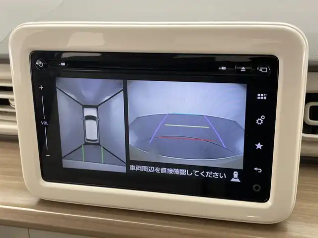 スズキ ラパン S 愛知県 2016(平28)年 5.7万km シフォンアイボリーメタリック 純正ナビ　全方位カメラ　シートヒーター　禁煙車　レーダーブレーキサポート　衝突軽減　ＨＩＤヘッドライト　純正フロアマット　オートライト　ＤＶＤ　ＵＳＢ　フルセグＴＶ　ツートンカラー　プッシュスタート