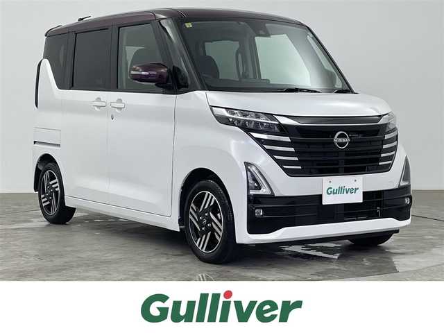 日産 ルークス ハイウェイスター X 大分県 2023(令5)年 1.4万km パールⅡ エマージェンシーブレーキ/車線逸脱警報/アラウンドビューモニター/社外ナビ　型式：CN-E330D/【ワンセグTV、CD、BT対応】/リアサーキュレーター/左側パワースライドドア/プッシュスタート/フロアマット/ETC/アイドリングストップ/横滑り防止装置/電動格納ミラー/オートライト/LEDヘッドライト/フォグランプ/純正14インチアルミホイール