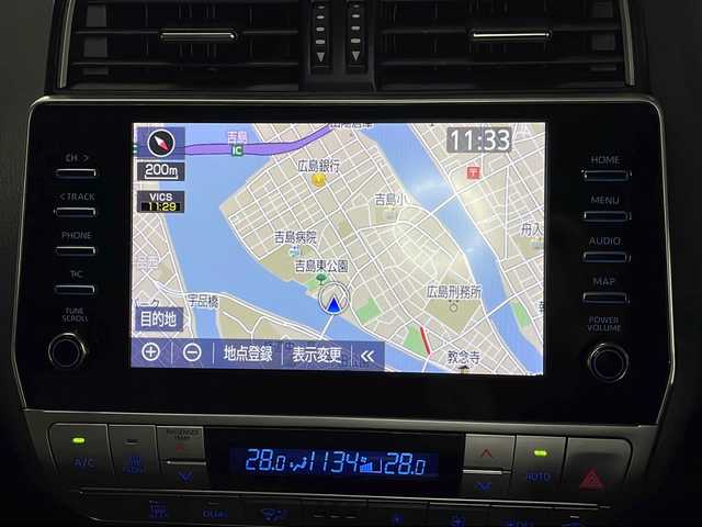 トヨタ ランドクルーザー プラド TX Lパッケージ 広島県 2020(令2)年 6万km ブラック メーカー9型ディスプレイオーディオ/（メモリナビ/フルセグTV/AppleCarPlay/AndroidAuto）/パノラミックビューモニター/OP19インチAW/ルーフレール/黒革シート/パワーシート/シートヒーター/ベンチレーション/トランスファーレバー/セーフティンセンス/・プリクラッシュセーフティ/・レーンディパーチャーアラート/・オートマチックハイビーム/・レーダークルーズコントロール/ブラインドスポットモニター/クリアランスソナー/LEDヘッドランプ/ETC2.0/USB入力端子