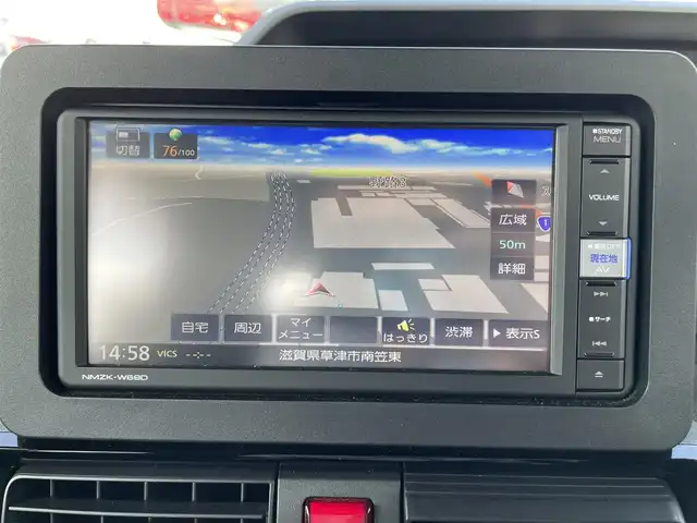 ダイハツ タント カスタム RS 滋賀県 2019(令1)年 1.9万km ブラックマイカメタリック 純正ナビ/【CD.DVD.Bluetooth.フルセグTV】/バックカメラ/衝突軽減ブレーキ/両側電動スライドドア/クリアランスソナー/LEDヘッドライト/オートライト/オートハイビーム/ETC/前後ドライブレコーダー/ハーフレザーシート/ステアリングスイッチ/プッシュスタート/スマートキー/スペアキー