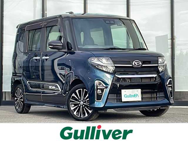 ダイハツ タント カスタム RS セレクション 山形県 2020(令2)年 2.6万km ブラックマイカメタリック/レーザーブルークリスタルシャイン 2トーン 禁煙車/4WD/スマートアシスト/レーンキープアシスト/横滑り防止装置/前後コーナーセンサー/前方ドライブレコーダー/オートマチックハイビーム/社外SDナビ/フルセグ/テレビキャンセラー/両側パワースライドドア/ステアリングスイッチ/アイドリングストップ/ハーフレザー/前席シートヒーター/ETC/純正ゴムマット/純正アルミホイール/LEDヘッドライト/フォグランプ/電動格納ミラー/ドアバイザー