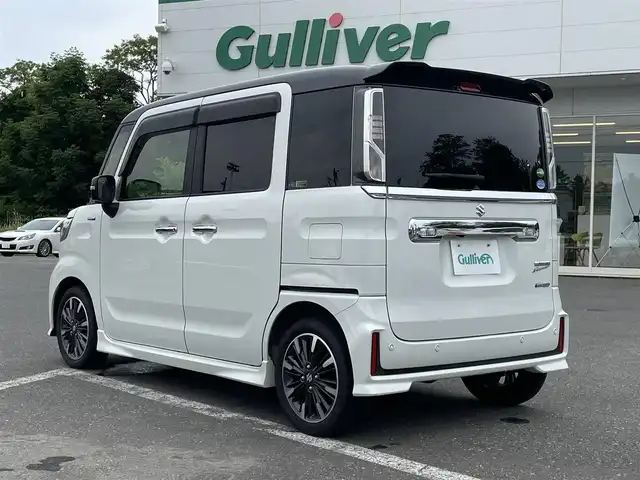 スズキ スペーシア カスタム HYBRID XS 青森県 2019(平31)年 8.6万km ピュアホワイトパール/ブラック2トーン ４WD/社外ナビ/TV/CD/DVD/BTBCASなし/ドライブレコーダー/ETC/前席シートヒーター/両側パワースライドドア/ドアバイザー/スマートキー/コーナーセンサー/デュアルセンサーブレーキサポート/キープレーン/アイドリングオフ