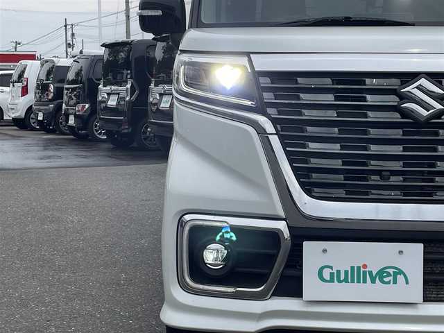 スズキ スペーシア カスタム HYBRID XS 青森県 2019(平31)年 8.6万km ピュアホワイトパール/ブラック2トーン ４WD/社外ナビ/TV/CD/DVD/BTBCASなし/ドライブレコーダー/ETC/前席シートヒーター/両側パワースライドドア/ドアバイザー/スマートキー/コーナーセンサー/デュアルセンサーブレーキサポート/キープレーン/アイドリングオフ