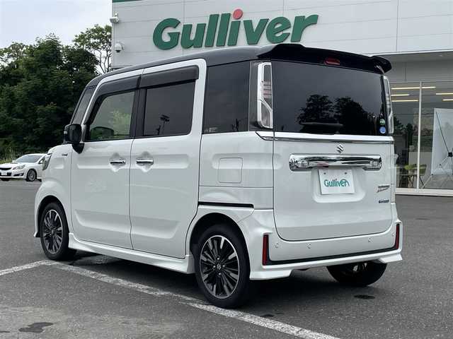 スズキ スペーシア カスタム HYBRID XS 青森県 2019(平31)年 8.6万km ピュアホワイトパール/ブラック2トーン ４WD/社外ナビ/TV/CD/DVD/BTBCASなし/ドライブレコーダー/ETC/前席シートヒーター/両側パワースライドドア/ドアバイザー/スマートキー/コーナーセンサー/デュアルセンサーブレーキサポート/キープレーン/アイドリングオフ